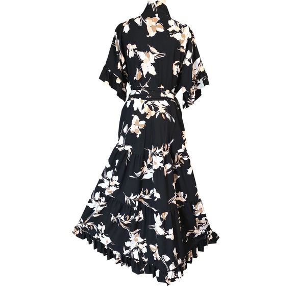 Sue Sartor by antrhopologie Floral Maxi Dress Mandarin Collar Belted Large - Picture 11 of 16